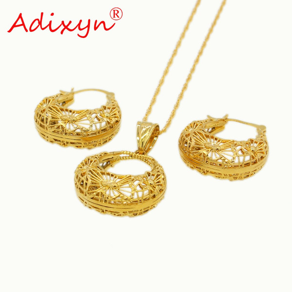 wholesale PNG Bilum Ethnic Earring/Necklace/Pendant Jewelry Set For Women Gold Color/Copper African/Ethiopian Party Gifts N11014