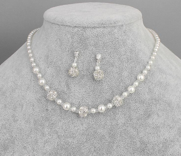 Love at the fiirst sight Diamond pearl bridal wedding jewelry set earrings necklaces temperamental couple wedding celebration