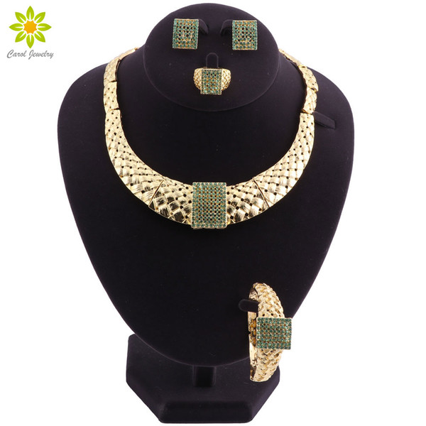 Jewelry Sets For Women Wedding Dubai Bridal African Beads Jewelry Set Green Crystal Nigerian Bead Jewellery