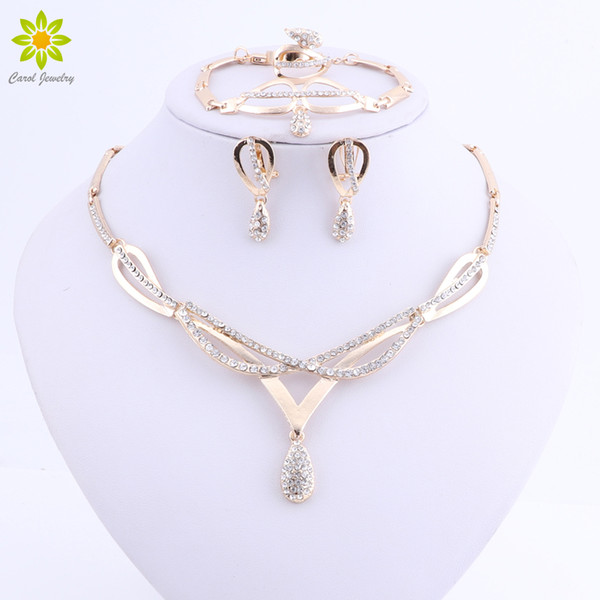 Indian Wedding Jewelry Sets For Brides Trendy Nigerian African Beads Jewelry Set Gold Color Statement Necklace Set for Women