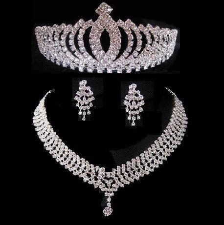 2017 9Styles Hot sell Three-piece Bridal Accessories Tiaras Hair Necklace Earrings Accessories Wedding Jewelry Sets Hot