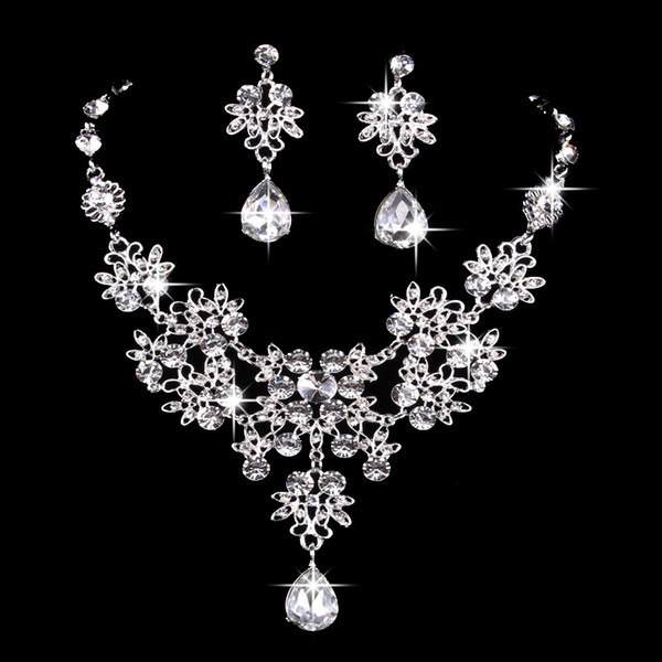 1Set Bridal jewelry butterfly large Teardrop necklace earrings set wedding jewelry knot Bridal wedding accessories 4 colors