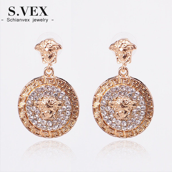 whole saleS.vex 2017 New Arrival Baroque Earrings Lion Style Earring Top Crystal Round Brand Jewelry for Women ER156