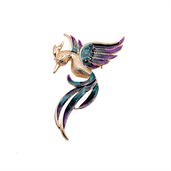 jewelry fashion new Phoenix drop glaze enamel delicate Brooch SET