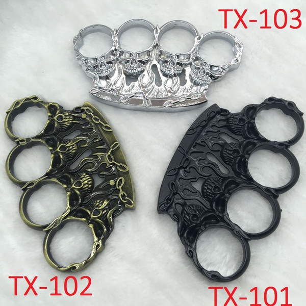 Gothic Stainless steel portable multifunctional four finger boxing protective Knuckle Dusters Hand finger Ring