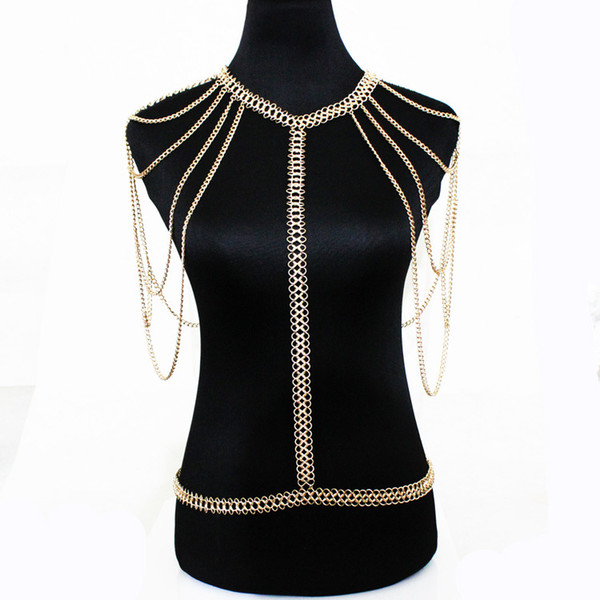 2018 New European and American jewelry sexy fashion shoulder tassel alloy plating trend body chain kh-1915