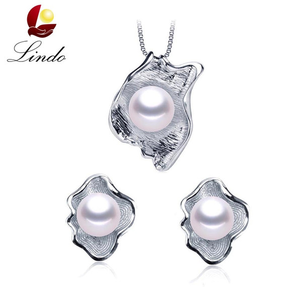 LINDO Amazing Price 925 sterling silver jewelry 100% genuine freshwater pearl jewelry sets for women 4 colors Recommend S18101508