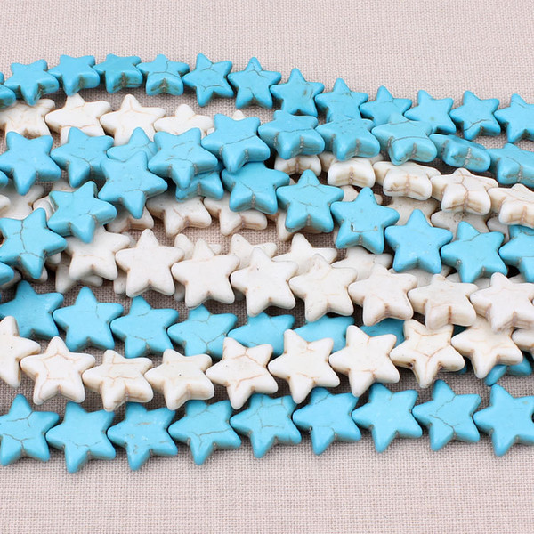 Approx.32pcs/Strand 14*14mm Blue White Loose Spacer Five-pointed Star Beads Turquoise Beads DIY Jewelry Making Accessories