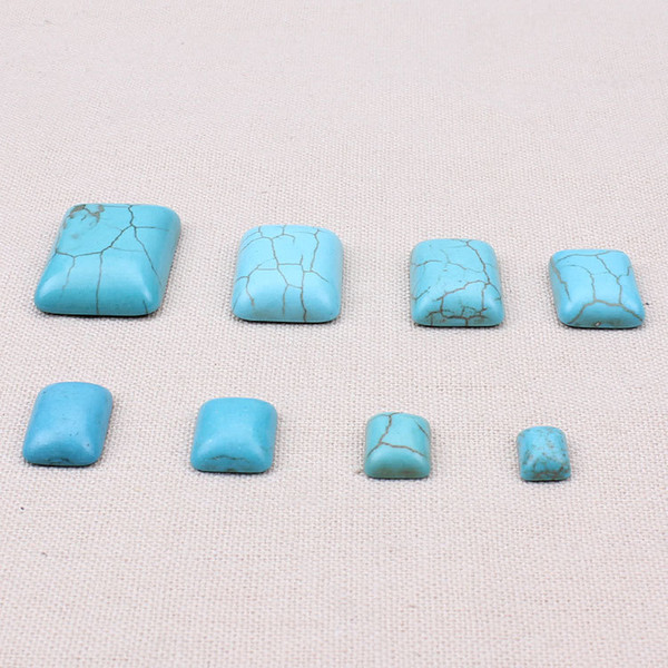 10pcs/lot Half Square Blue Turquoise Flat Back Cabochons Beads DIY Fittings stone beads jewelry findings