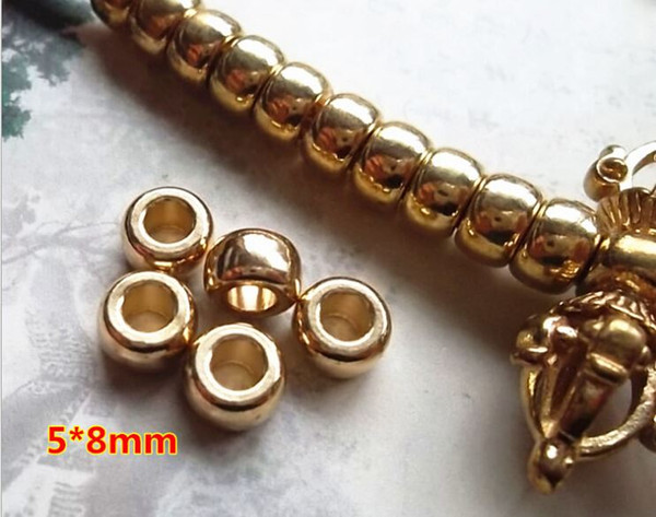 50pcs/lot alloy 3*5-5*8mm Copper big hole spacer beads for bracelets jewelry accessories diy beads