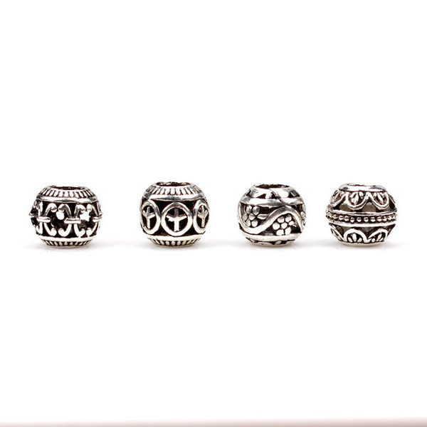 10Pcs/Lot Dia 5mm Mixed Sale Round European Charms beads Zinc Alloy Antique Silver Beads DIY Bracelets Findings For Jewelry