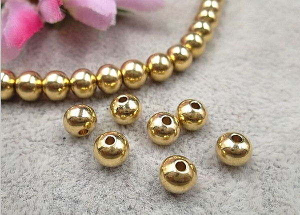 50pcs/lot Outer Dia3mm -8mm Gold Brass Beads For DIY Jewelry Accessories making