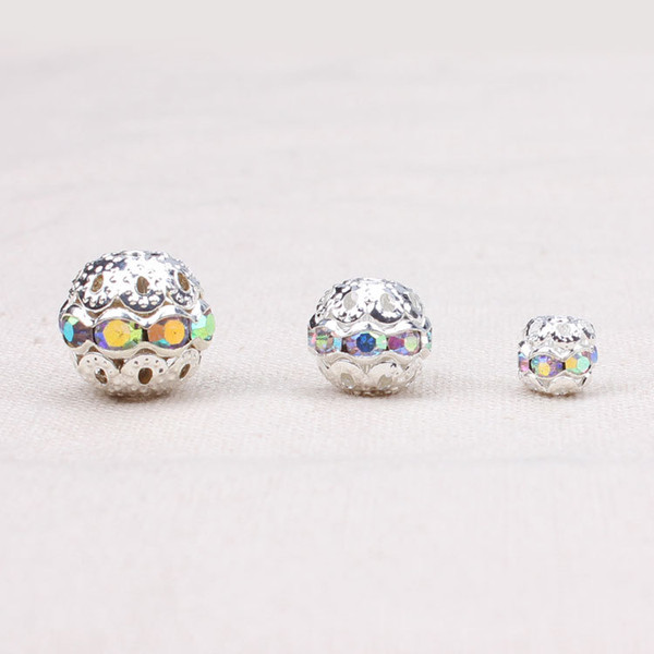 50pcs/lot AB Stone Hollow shamballa Pave CZ Disco Ball Beads Crystal Beads Crystal Spacer Beads Jewelry Findings DIY jewelry