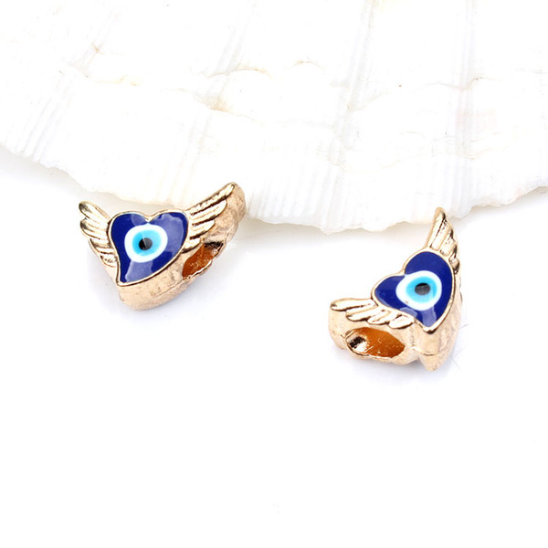 10pcs/lot 16.6x10mm Hole Diameter 4mm Alloy Imitation Angel wings Evil Eye Beads Jewelry Fittings For DIY Bracelets