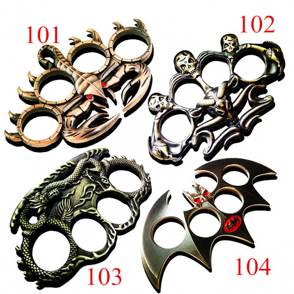 Gothic Stainless steel portable multifunctional four finger boxing protective Knuckle Dusters ring