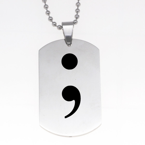 2018 New Semicolon Charm Necklace Keychain Prevent Suicide Awareness Women Stainless Steel Jewelry Dropship Accepted YP3926