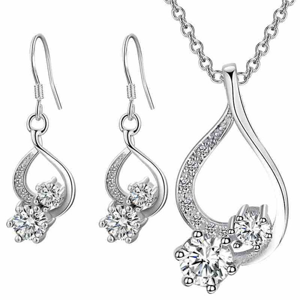 925 European diamond jewelry set plated necklace earrings set new trendsetter katami wholesale