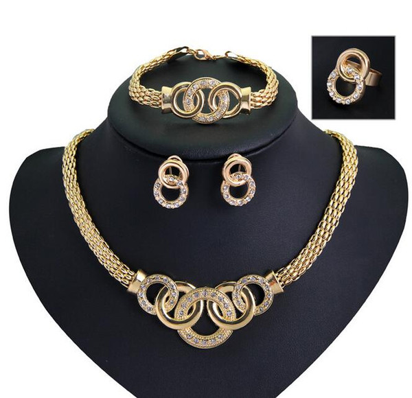 New Vintage Jewelry Sets Nigerian African Beads Collar Statement Necklace Earrings Bracelet Ring Women Wedding Party Accessories HJIA851