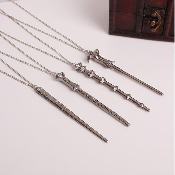 Fashion film Magic wand pendant Necklace Keychain Set women Movie fan Magician creative Necklace For Men s Vintage Jewelry Gift