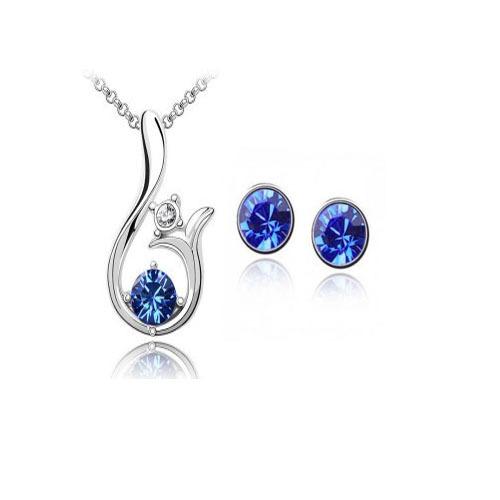 Wholesale-Lovely Dolphin Jewelry Set Necklace Pendant/Earring Set With Austrian Crystal Fashion Jewelry Silver Plated 9 Colors Options