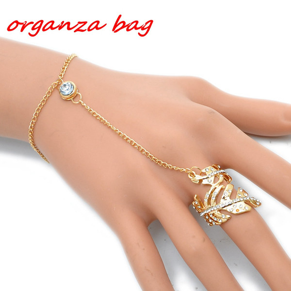 10Pcs / lots Hot Europe and America Fashion Jewelry Women Lady Rhinestone Crystal Tree leaf Ring Bracelet