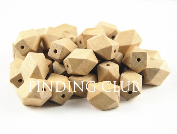 50pcs Oblong Unfinished Natural Wood Beads 14 Hedron Geometric Figure Solid No Varnish & No Lacquer 16x12mm DIY Findings WB10