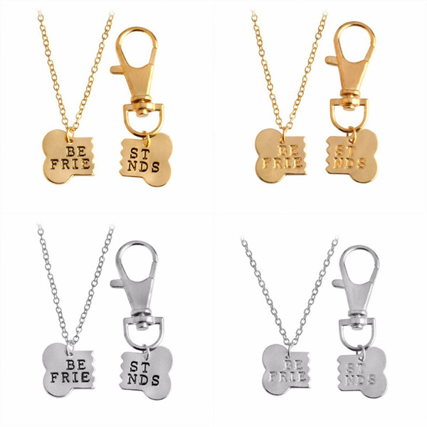 New Best friend letters couple complete Animal Pet bone necklace and keyrings Dog Lovers letters Jewelry XL187