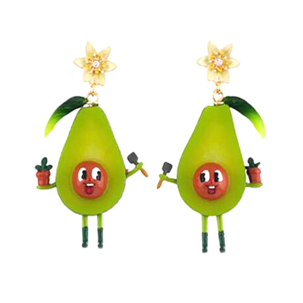 wholesale New Genuine enamel glaze Fruit and vegetable series Flower avocado earrings