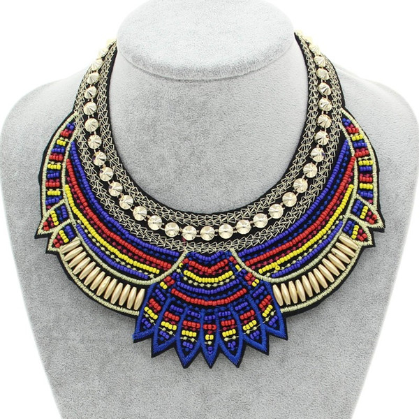 Fashion Hand Made Ethnic Choker Necklace Bib Collares Multicolor Beads Boho Statement Jewelry Women Accessories 2017