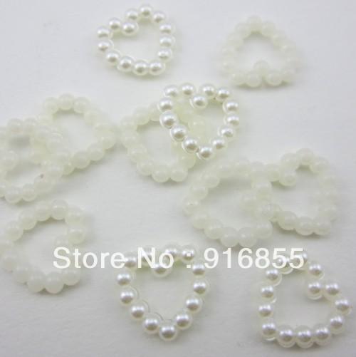 Free Shipping!1000pcs 11mm Heart shape hollow Flatback ABS imitation pearl beads for DIY decoration