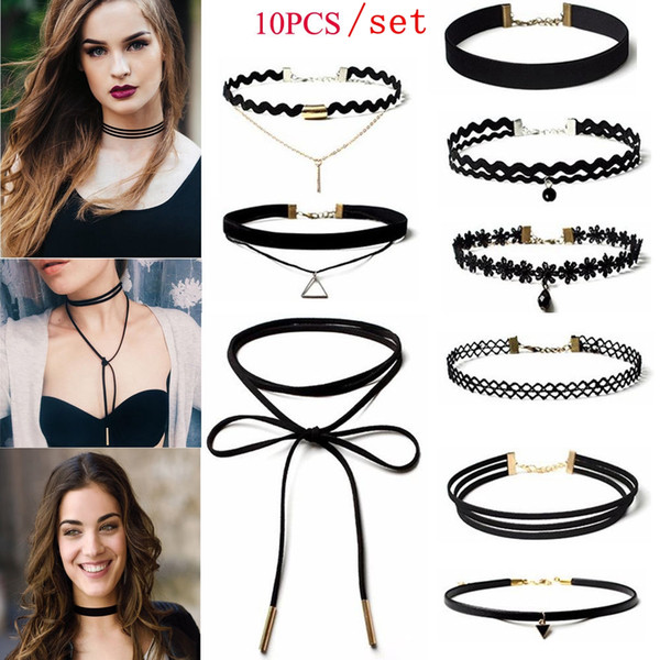 Choker Necklace Punk Gothic Black Lace Velvet tattoo choker Necklaces For Women Chocker collares mujer Collier Femme Bijoux CNY77