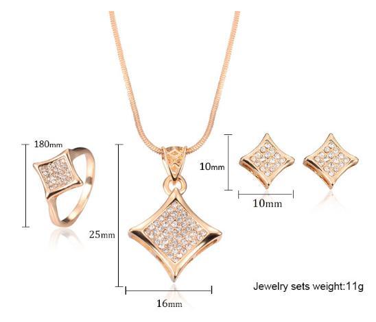 Necklace & Earring & Ring set, with little diamond pendant, fashion style , for dinner party, wedding, free shipping