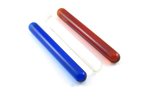 Cylindrical crystal glass massage stick, red, blue, transparent three colors optional.