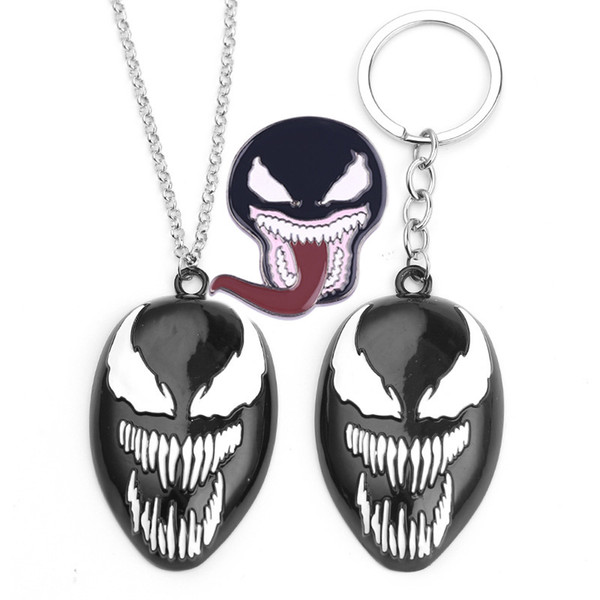 Venom, Deadly Guardian Necklace Keychain Black Spiderman Metal Mask