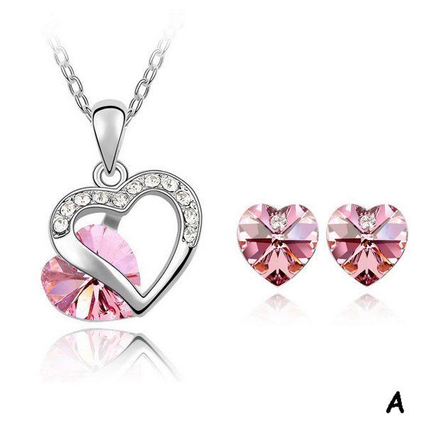 Loved Heart Jewelry Set Element Austrian Crystal Necklace/Earring Set Crystal Jewelry