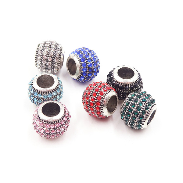 15pcs Wholesale Metal Big Hole Shamballa Beads 12*10mm Beadwork For Bracelets Supplies For Jewelry AB-206