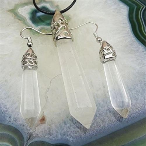 Beautiful Facted White Crystal Pendulum Necklace & Earrings Sets Send Randomly