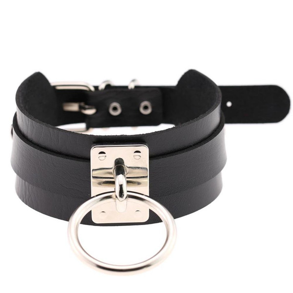 Harajuku Oversized Choker necklace Sexy Pu leather women Collar Bondage Goth Belt Choker Gothic necklace punk jewelry club party