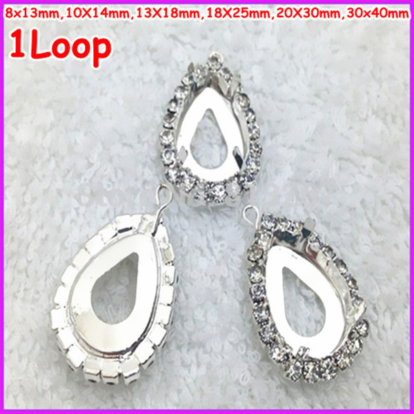 1 Loop Pear Shape Silver / Gold / Rose Gold Plated Pendant Claw With Supper Cup Chain For Fancy Stone,Rhinestones holder