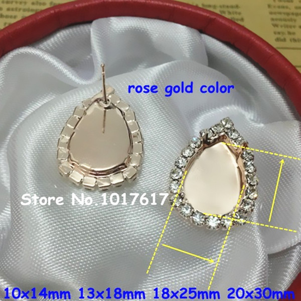 Popular Bling Crystal Stud Earring,Brand Gold / Silver / Rose Gold Plated Stud Earrings Blank,Fashion Pear shape for Women