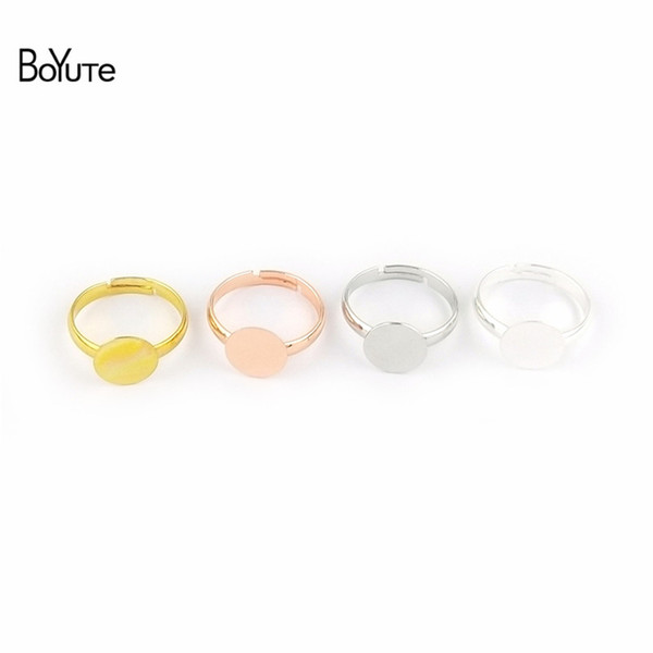 BoYuTe 30Pcs 7 Colors Plated Round 6 MM 8 MM 10MM Cabochon Base Ring Setting Diy Adjustable Ring Base Jewelry Findings Components