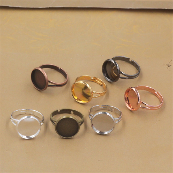 BoYuTe 50 Pcs 7 Colors Round 14MM Blank Cabochon Ring Base Blank Tray Settings Diy Jewelry Accessories