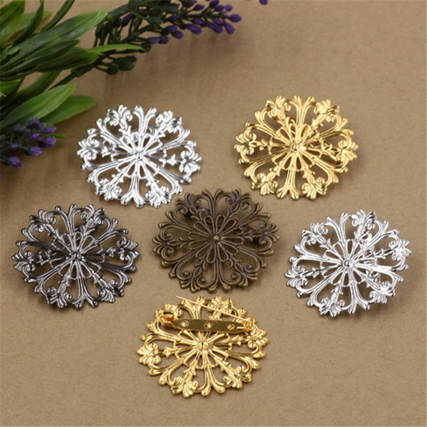 BOYUTE 10Pcs 6 Colors Plated 51MM HOT Sale Flower Brooch Vintage European Brooches for Women Fashion Jewelry