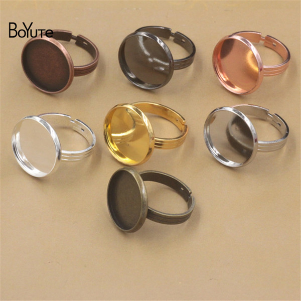 BoYuTe 20 Pcs 7 Colors Round 10 MM 12MM 14MM 16MM 18MM 20MM Cabochon Base Ring Adjustable Diy Jewelry Findings Components