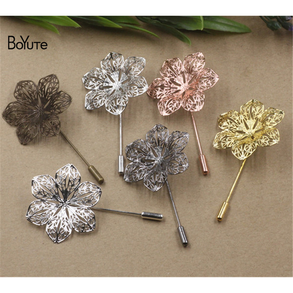 BoYuTe 20Pcs 5 Colors Plated Vintage Style 40MM Fashion Flower Base Brooch Pins DIY Jewelry Findings & Components