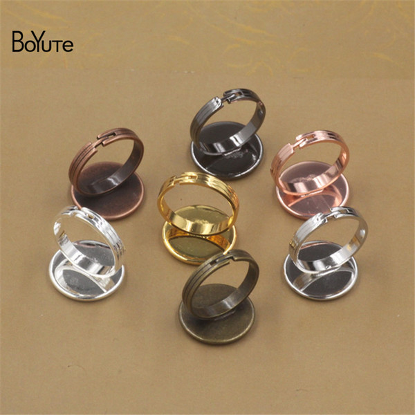 BoYuTe 20Pcs 7 Colors Round 10MM 12 MM 14MM 16MM 18MM 20 MM Cabochon Base Ring Adjustable Diy Jewelry Findings Components