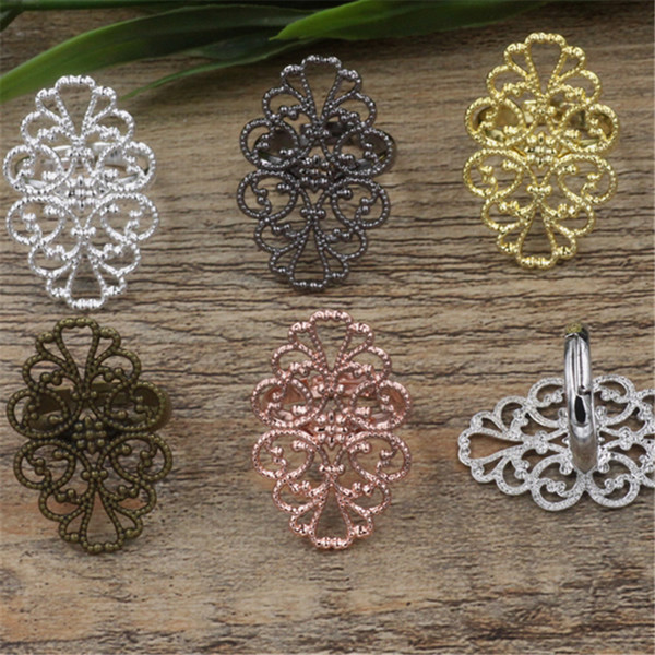 BOYUTE 20Pcs 6 Colors 20*30mm HOT Sale Flower Ring Base Setting Adjustable Vintage Fashion Jewelry Findings