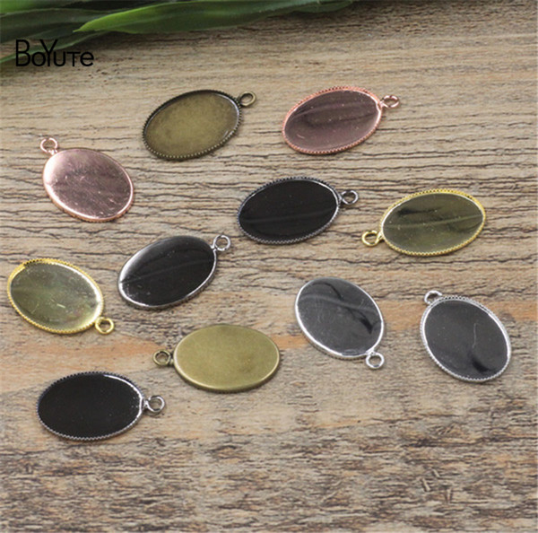 BoYuTe 50Pcs Fit 13*18 MM 18*25MM Hot sale Oval Cabochon Settings 6 Colors Plated Diy Pendant Blank Base