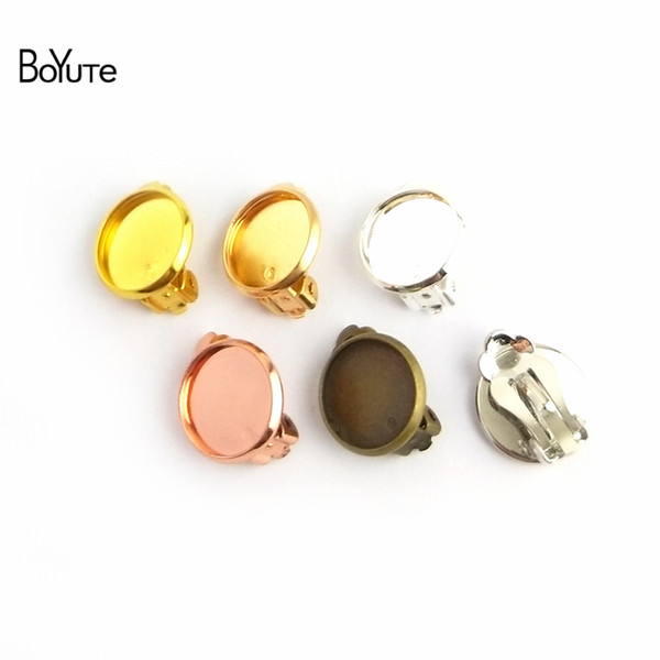 BoYuTe 50 Pcs 7Colors Plated No Pierced Ear Clip Earrings Blanks 10 -12 -14-16- 18MM Cabochon Base Diy Jewelry Accessories