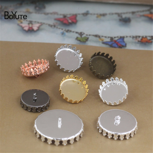 BoYuTe 30Pcs Round 12MM 15 MM 20MM 25MM Cabochon Base Setting Blank Button Tray Metal Copper Diy Jewerly Accessories Parts